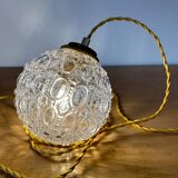 Vintage globe pendant lamp in molded glass