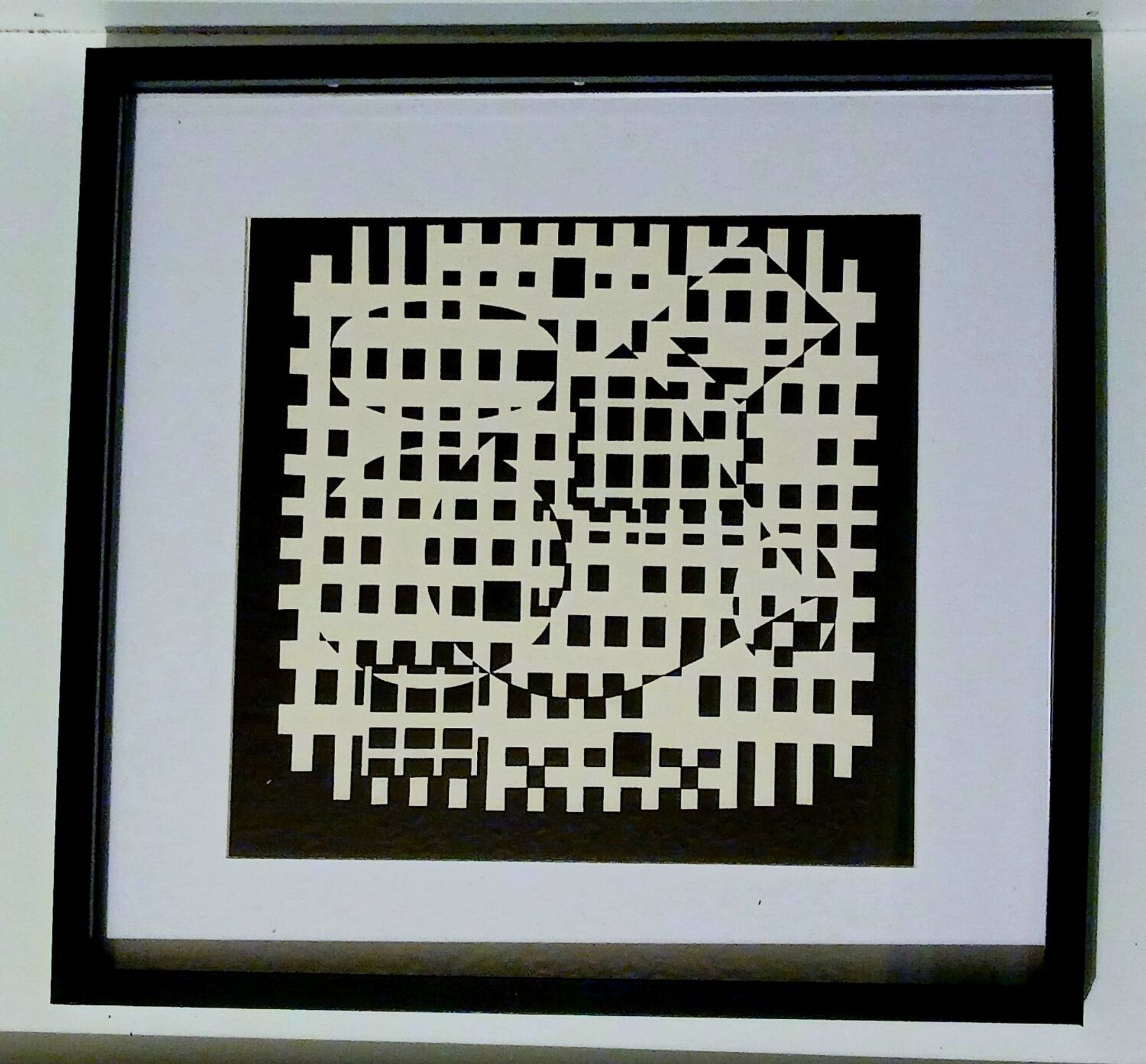 Tableau Vintage Art Optique - Victor Vasarely - Cadre 40x40cm