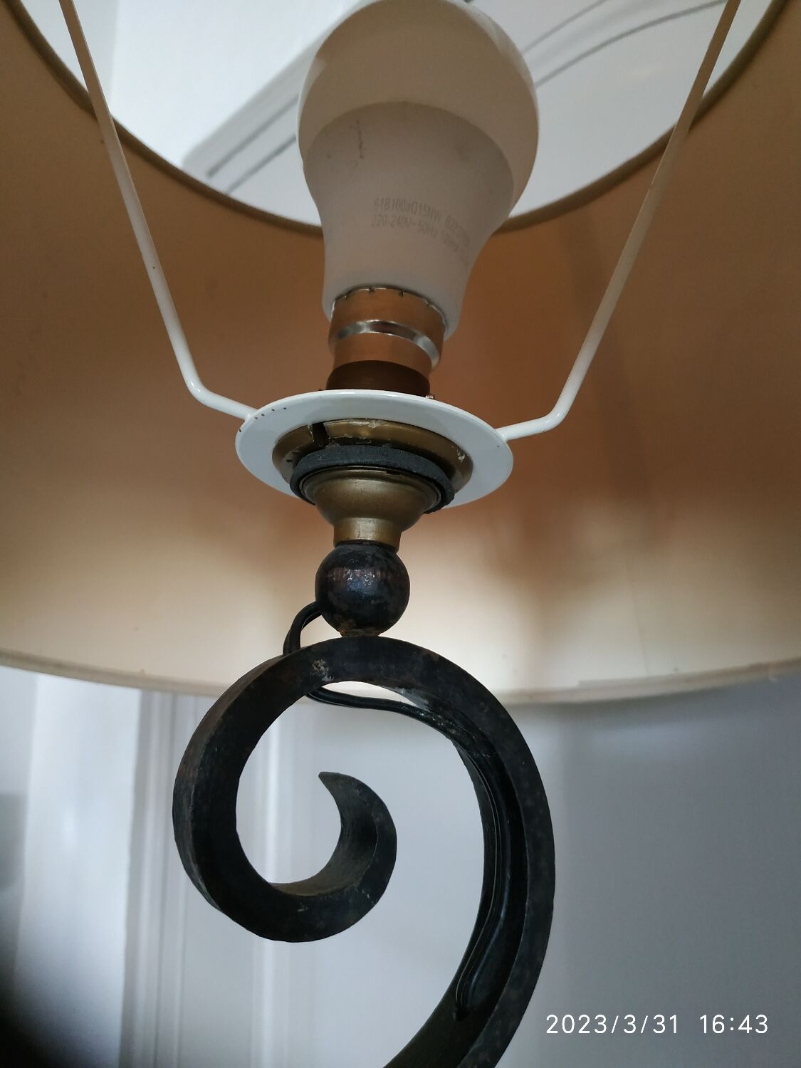 Black wrought iron floor lamp
