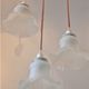 Vintage chandelier 3 pendants with glass tulip lampshades and pink cord