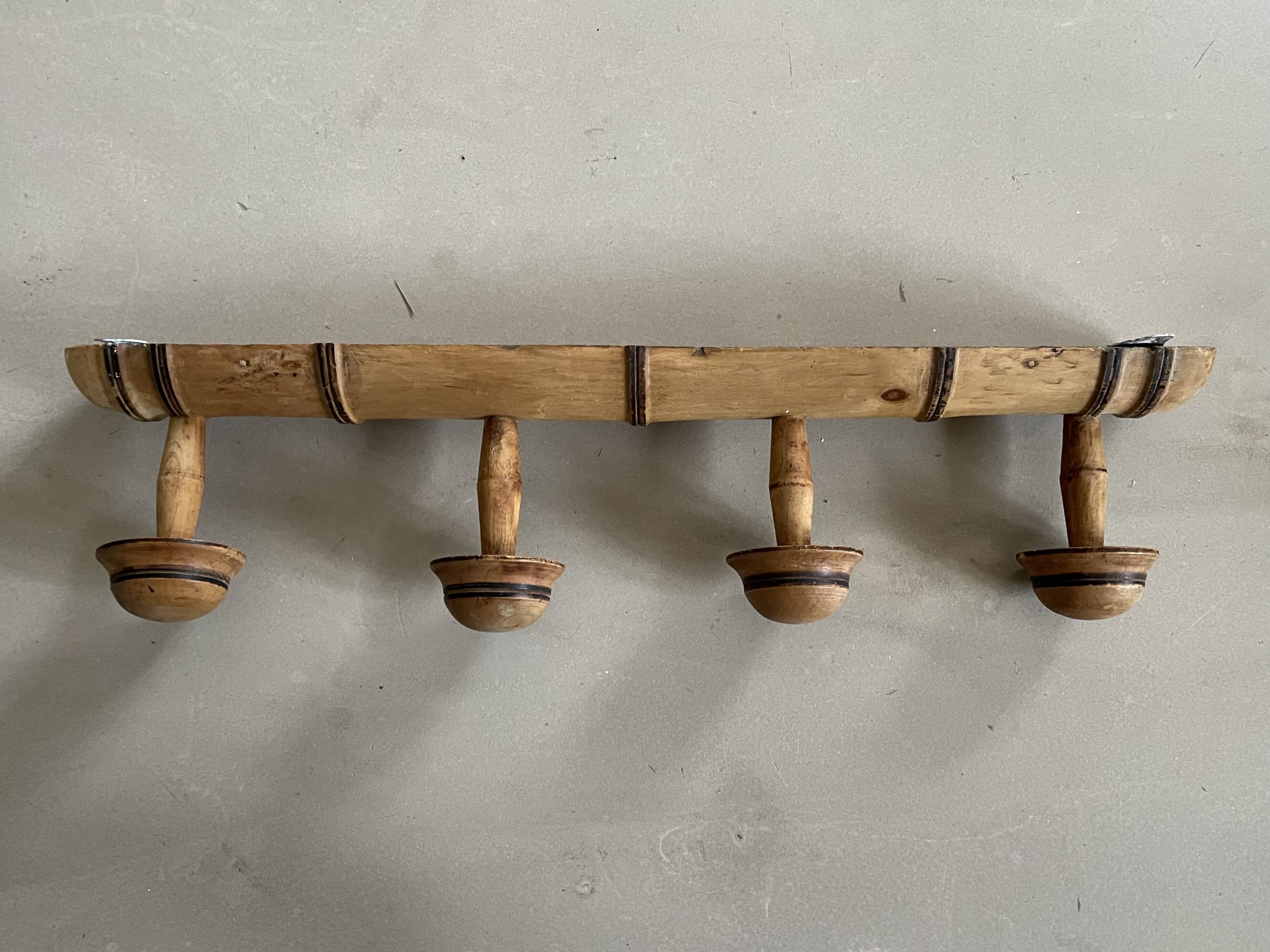Vintage wooden wall coat rack