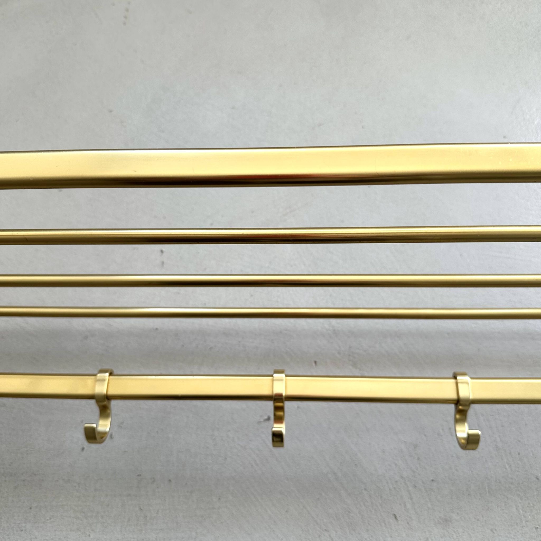 Mid-Century Coat Rack, Gold Coat Rack, Hallway Hook Rail, 1960s