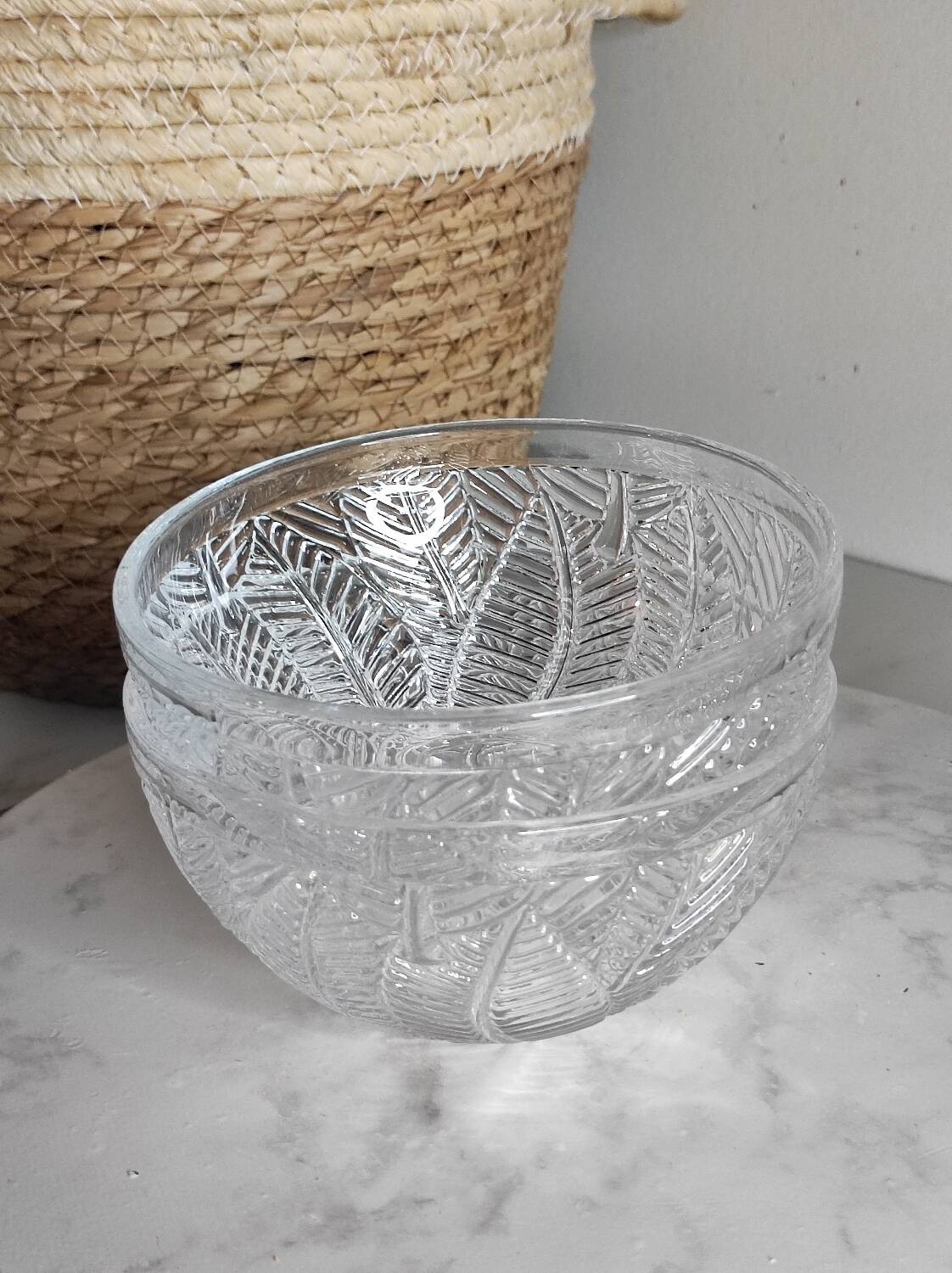 Cut glass bowls with foliage patterns