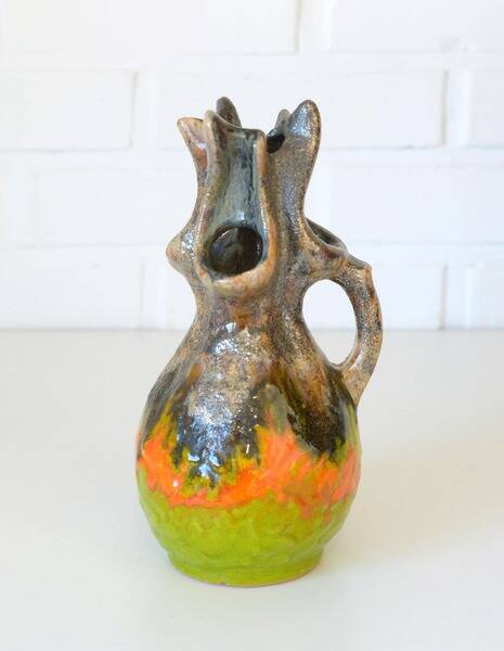 Vintage Wabi Sabi Ceramic Vase: West Germany 1970s Walther Gerhards
