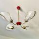 1960s red and gold 4-light chandelier