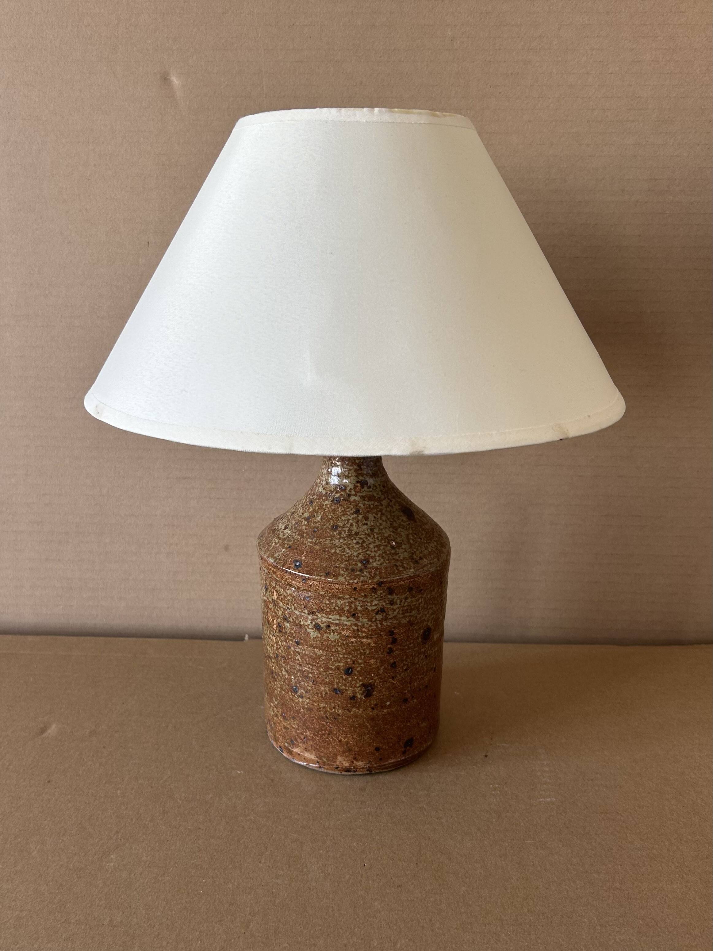 Vintage enamelled stoneware table lamp