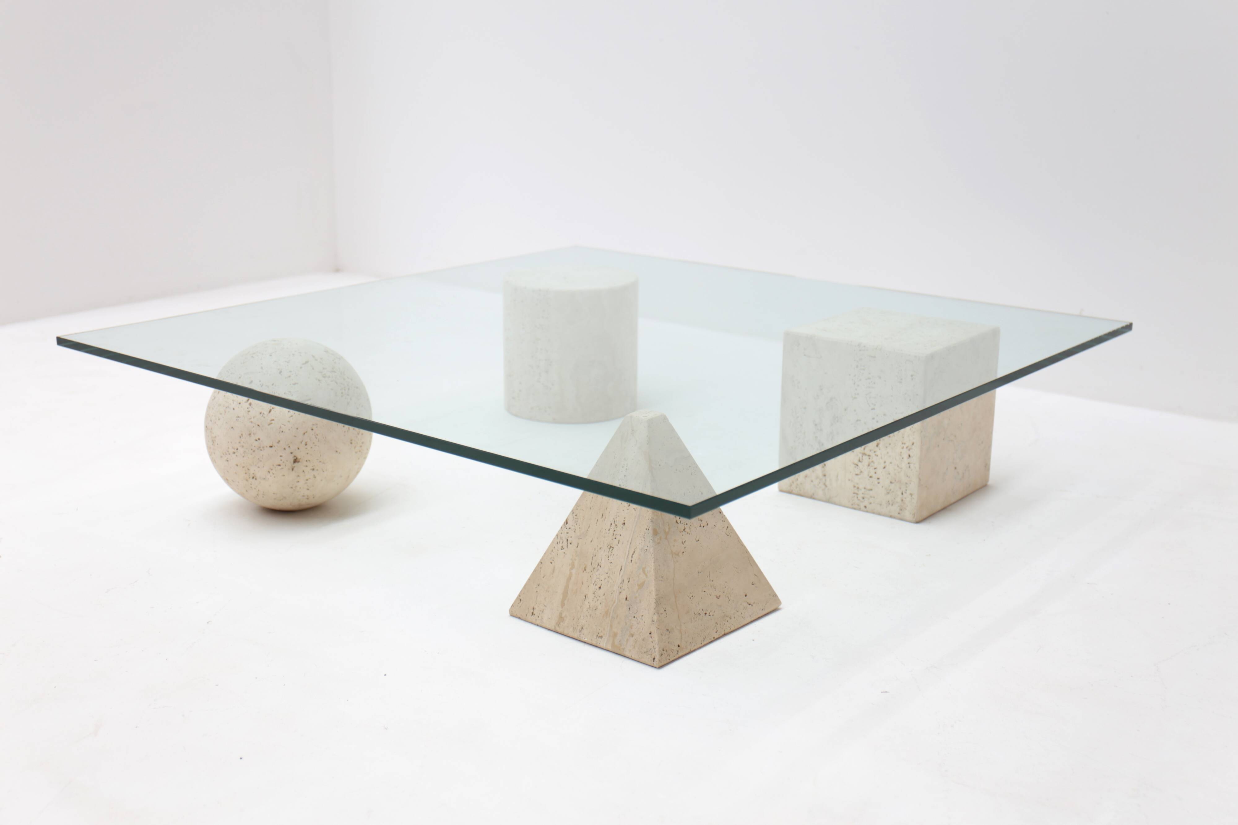 Metafora travertine coffee table by Massimo & Lella Vignelli, Italy