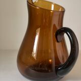 Brown glass water carafe from the 70s