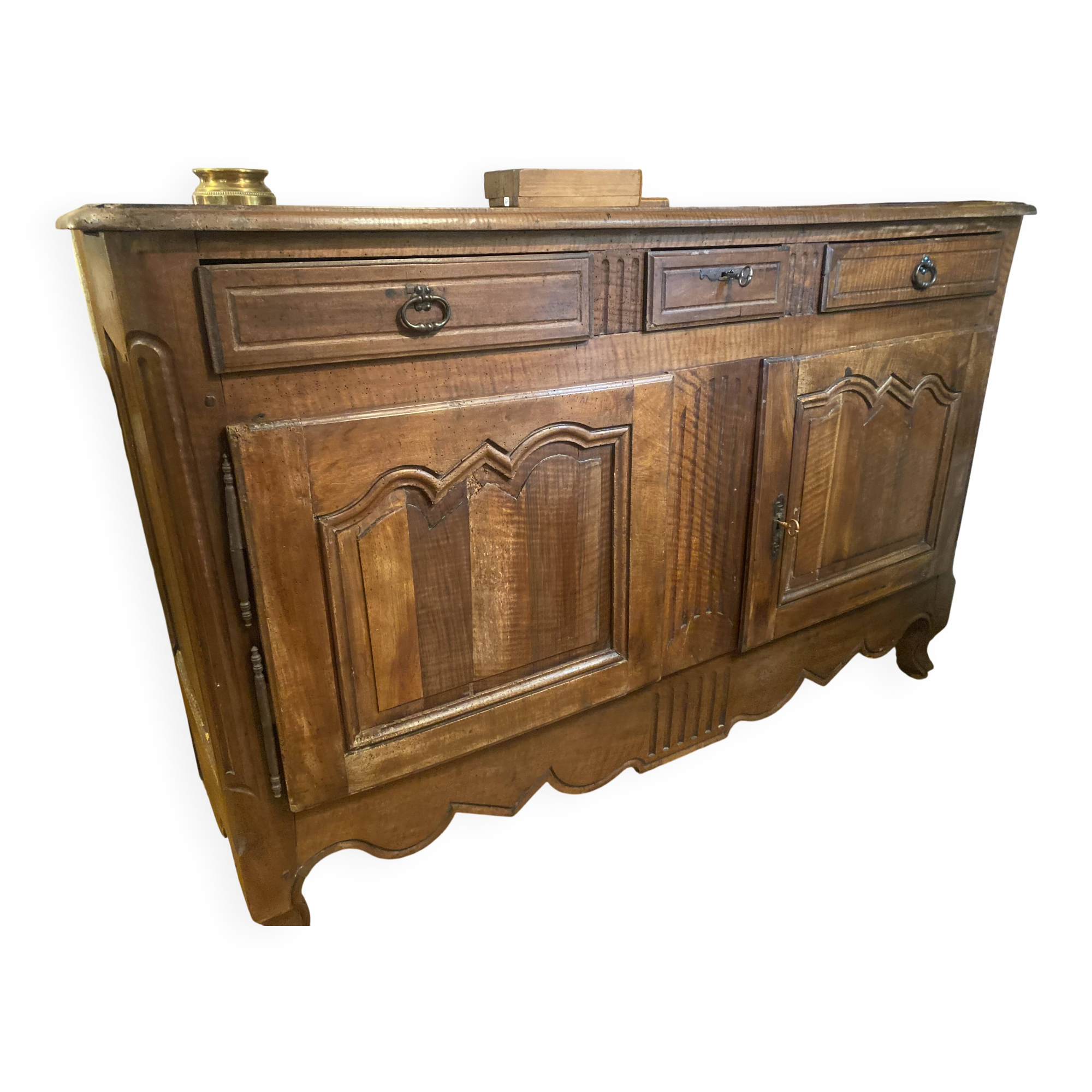 Important Louis XV style walnut sideboard.