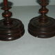 Pair of mahogany turned wood candlesticks