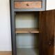 Antique bedside table in walnut and painted wood.