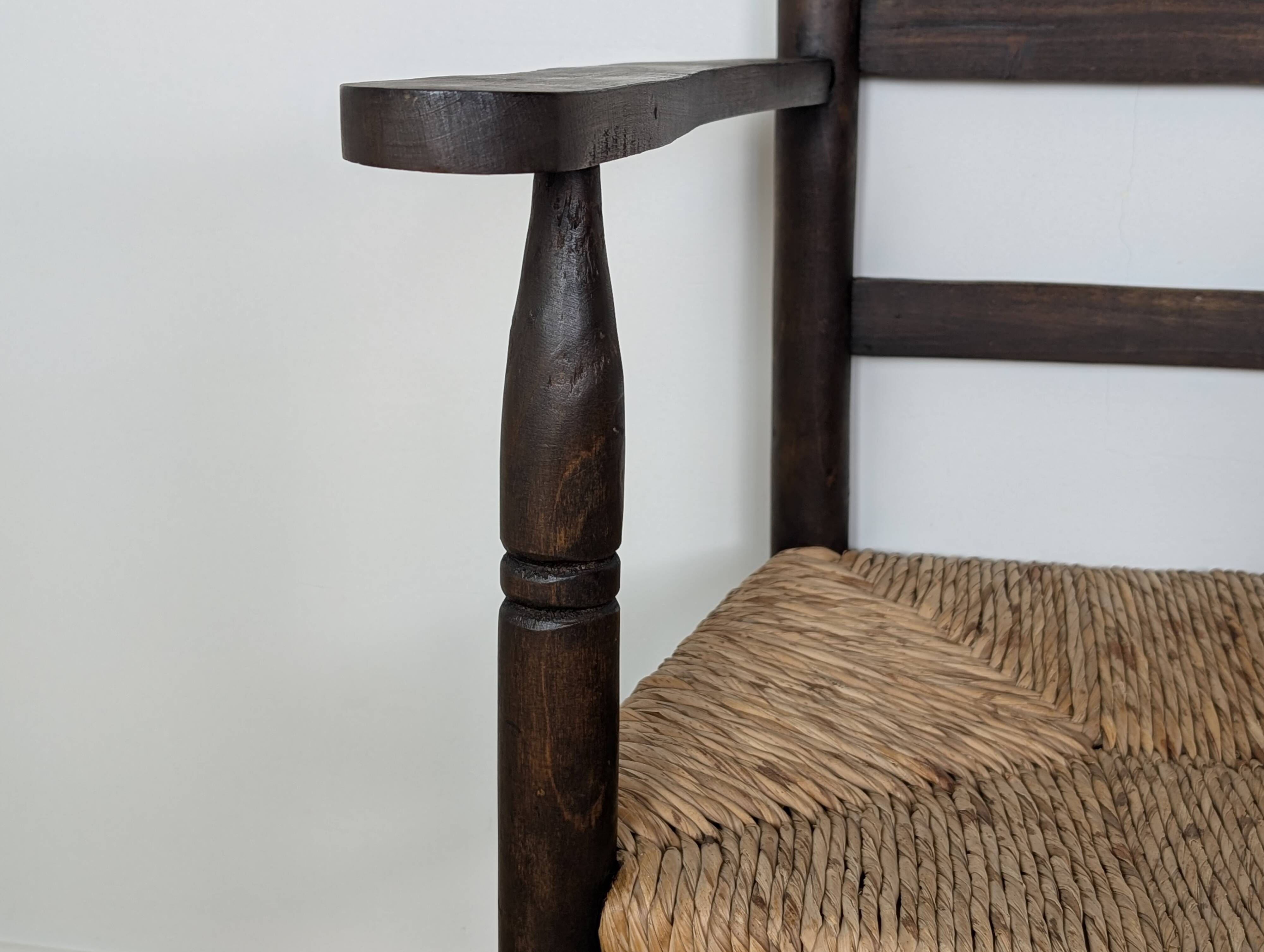 Wooden straw armchair