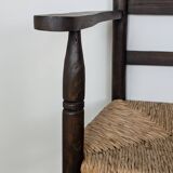 Wooden straw armchair