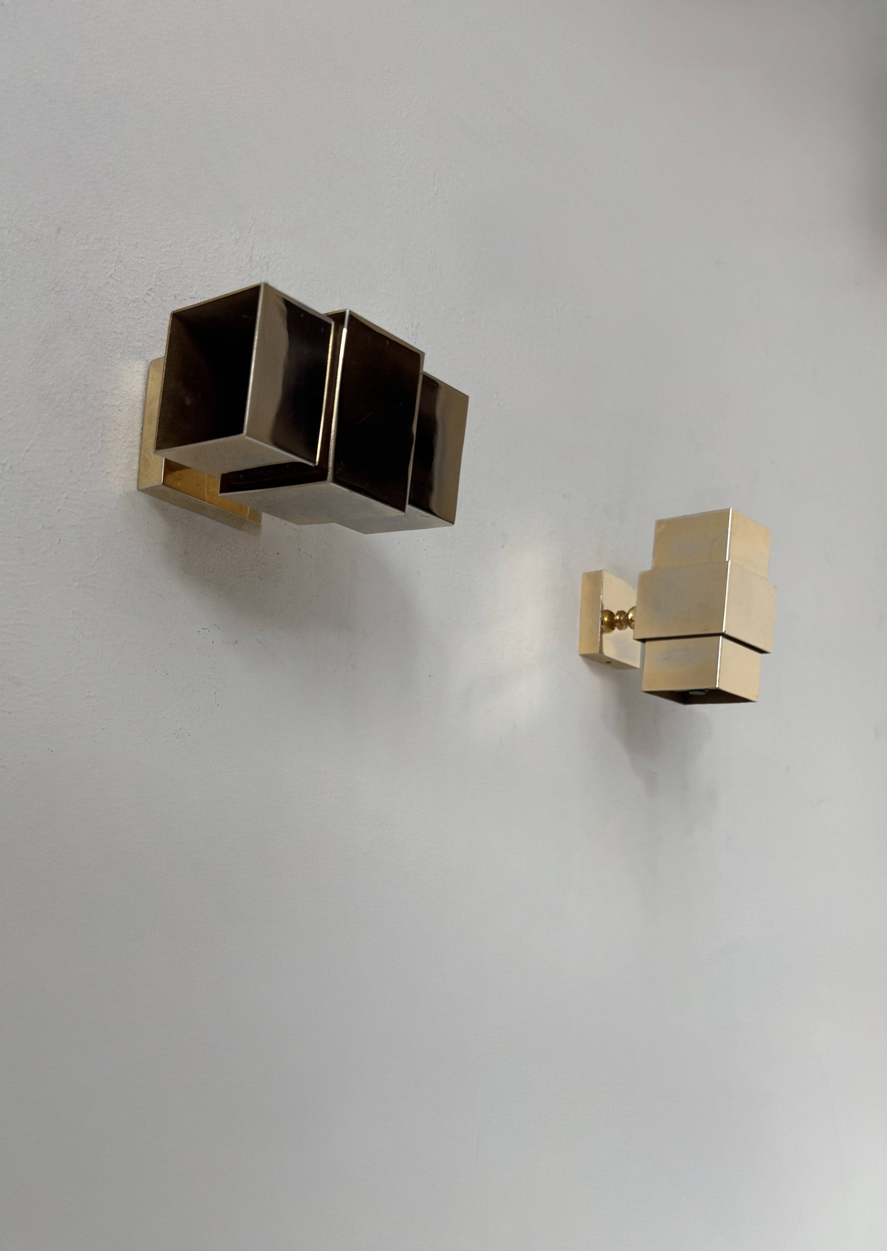 Paire d'applique vintage, laiton,  France, 1970