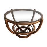 Rattan and glass table