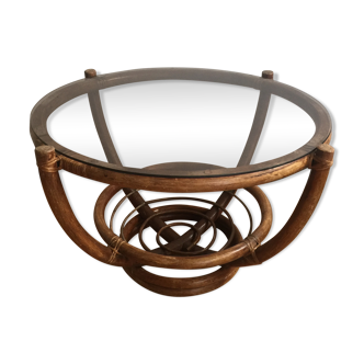Rattan and glass table