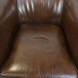 Large, Dark Cowhide Leather Chesterfield Armchair