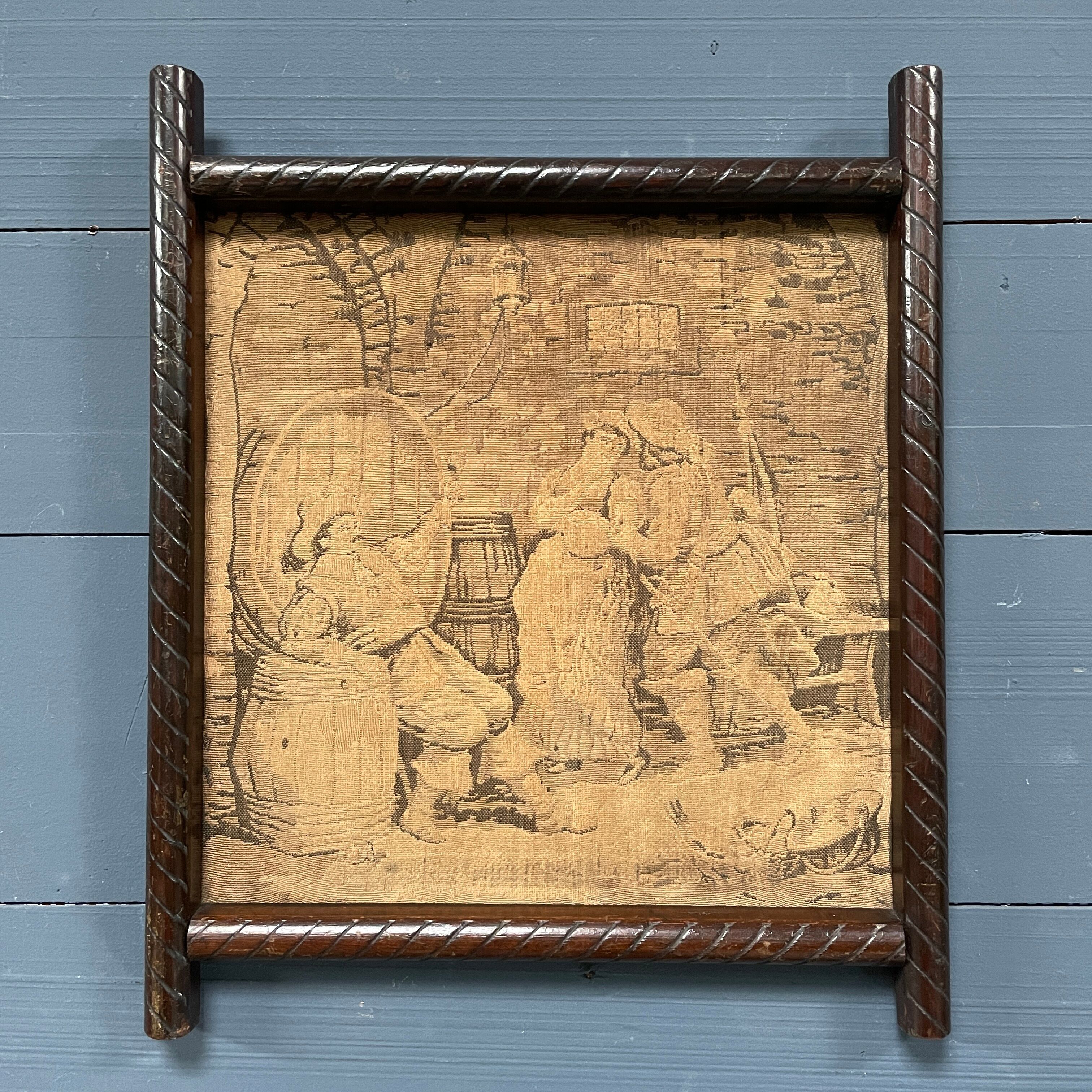 Set of two antique framed gobelins from France from the 19th century