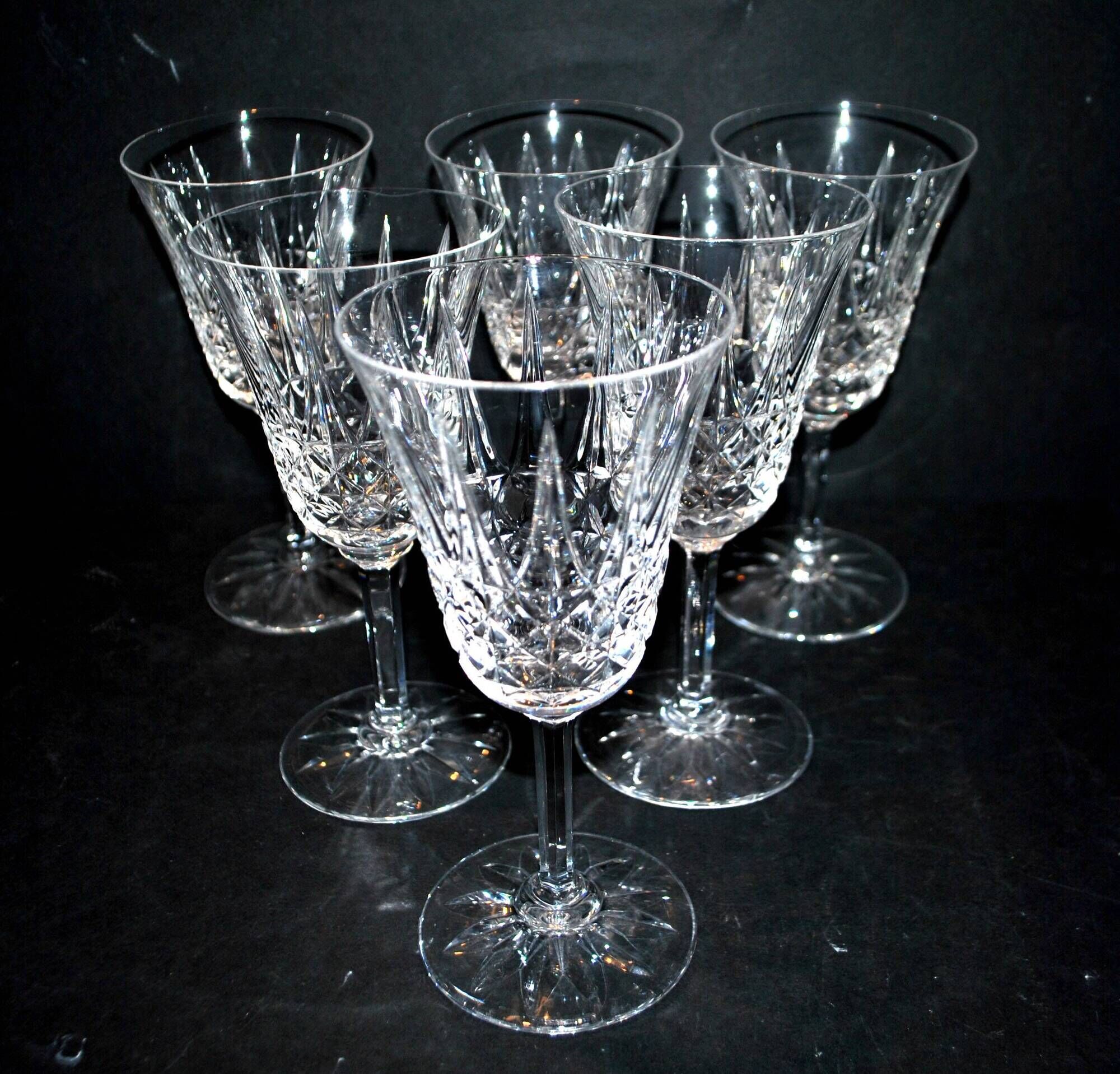 Set of 6 tarn water glasses in cut crystal from saint-louis diamond decor and points h17.5