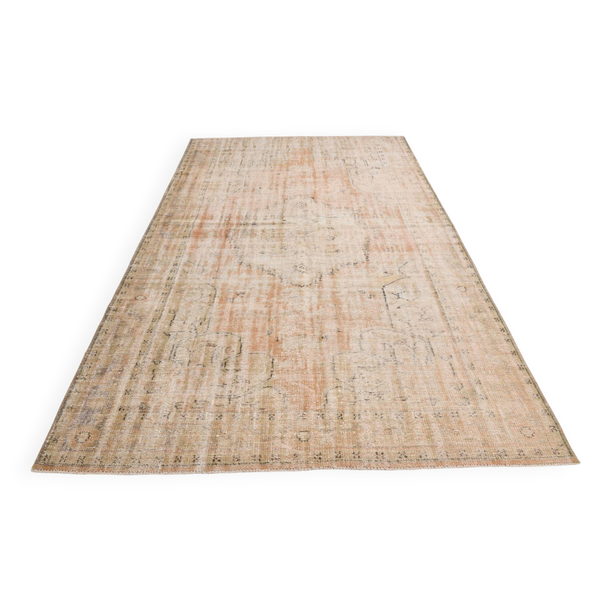 7X11 Pale Orange Beige Turkish Aea Rug, 202x320Cm SK 21060