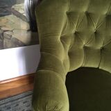 Old chair padded green velvet