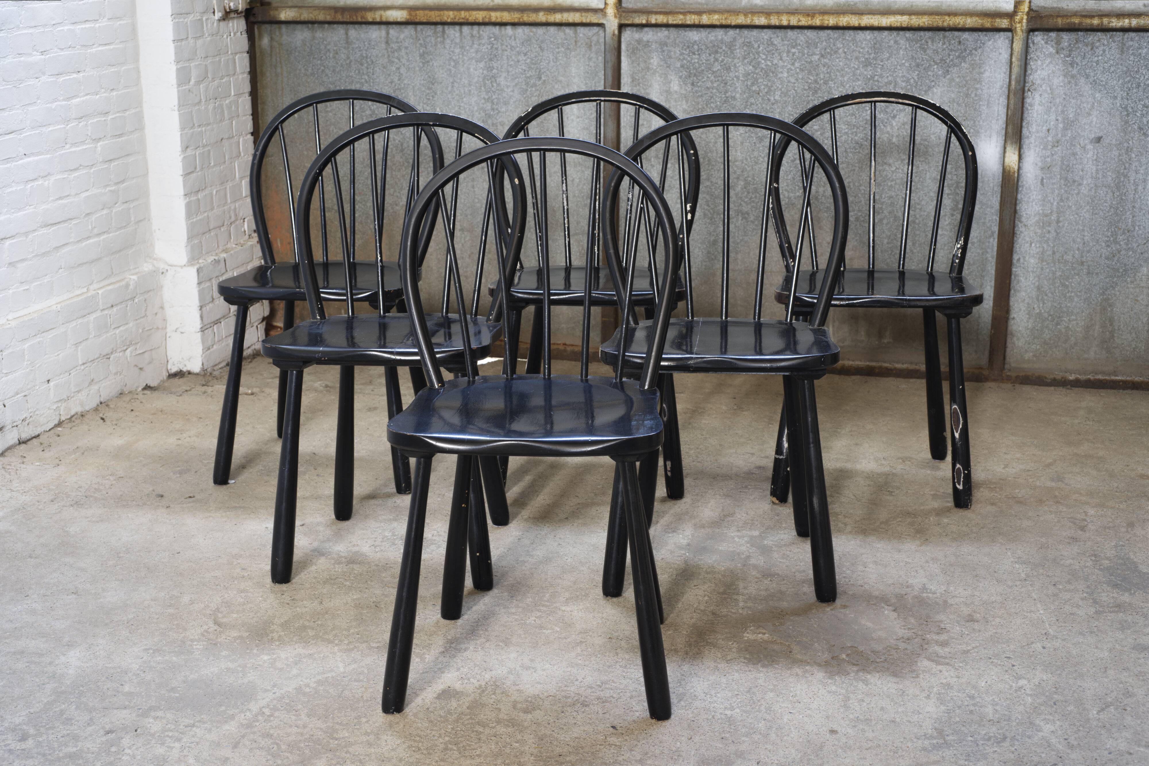 6x 'Windsor' dining chairs by Jørgen Anker Heegaard, Fritz Hansen, 1940