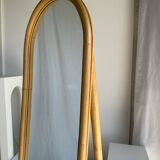 Miroir sur pied en bambou et rotin H:1m80