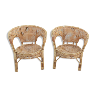 Paire de fauteuils en rotin