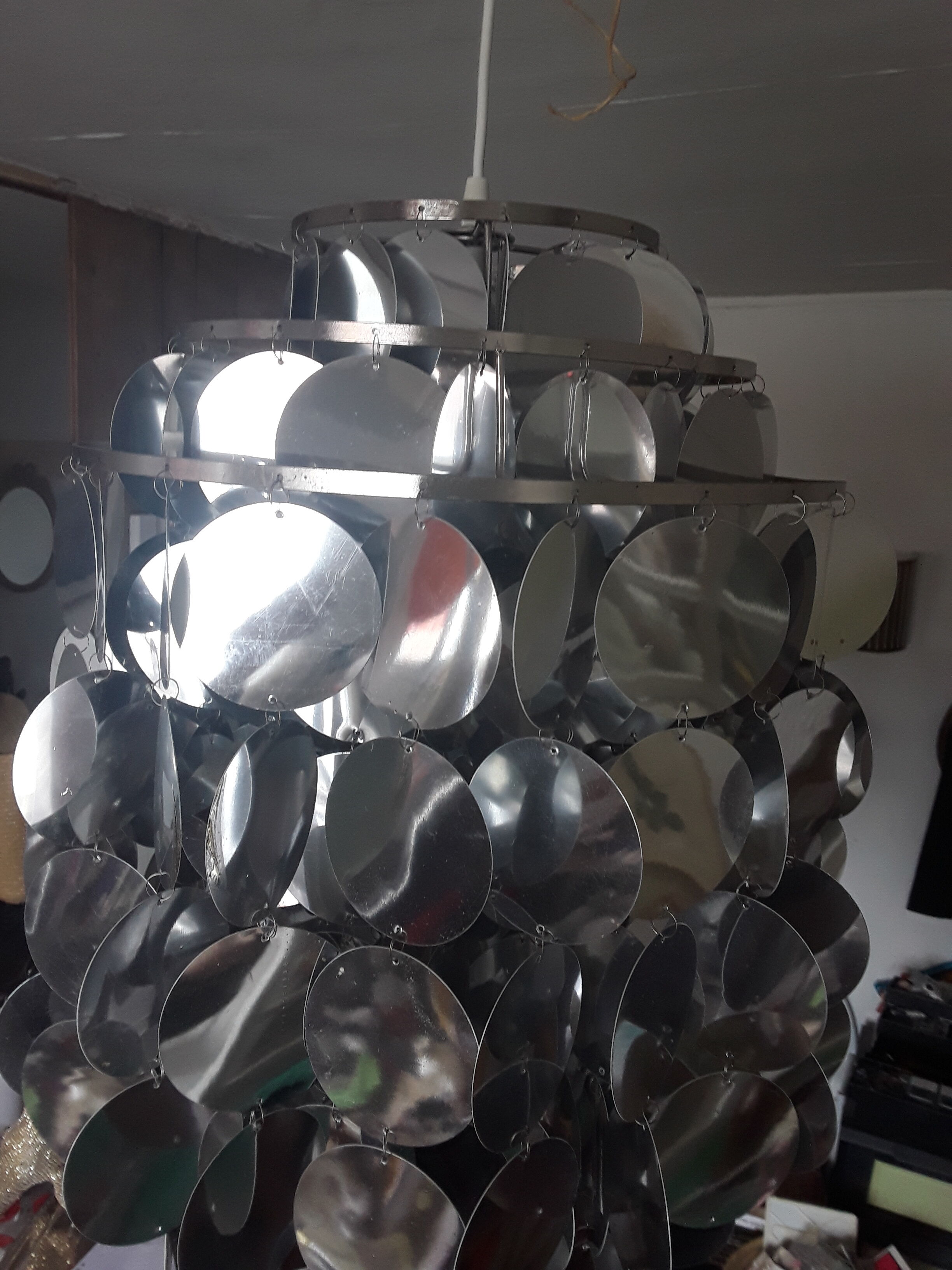 Vintage silver lozenge pendant light