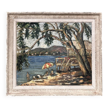 Tableau années 60 "La villégiature" signé Mollrio