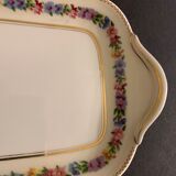 Chocolate cake dish Raynaud Limoges floral decoration