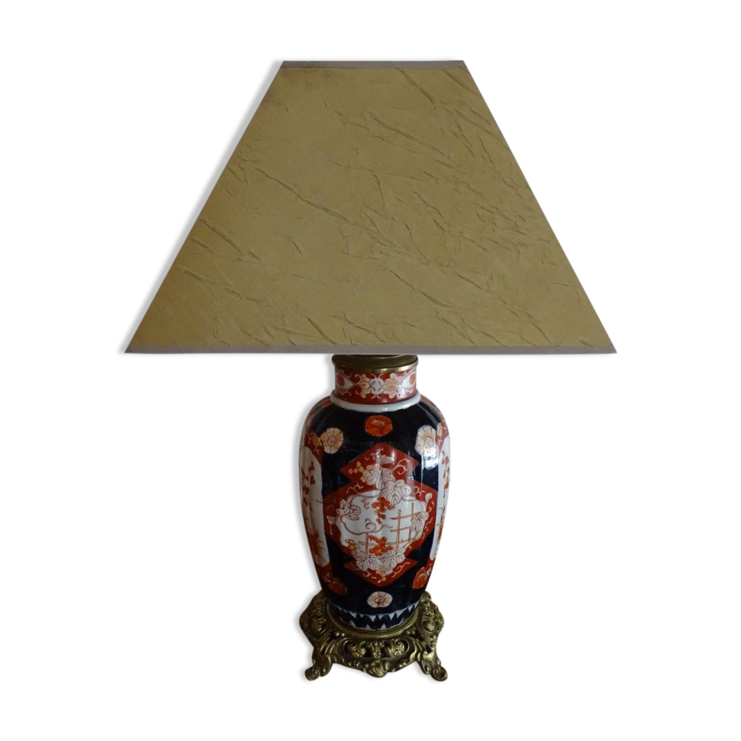 Faience lamp Imari XIXth foot bronze frame