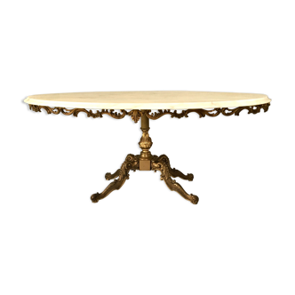 Oval marble and gold metal coffee table