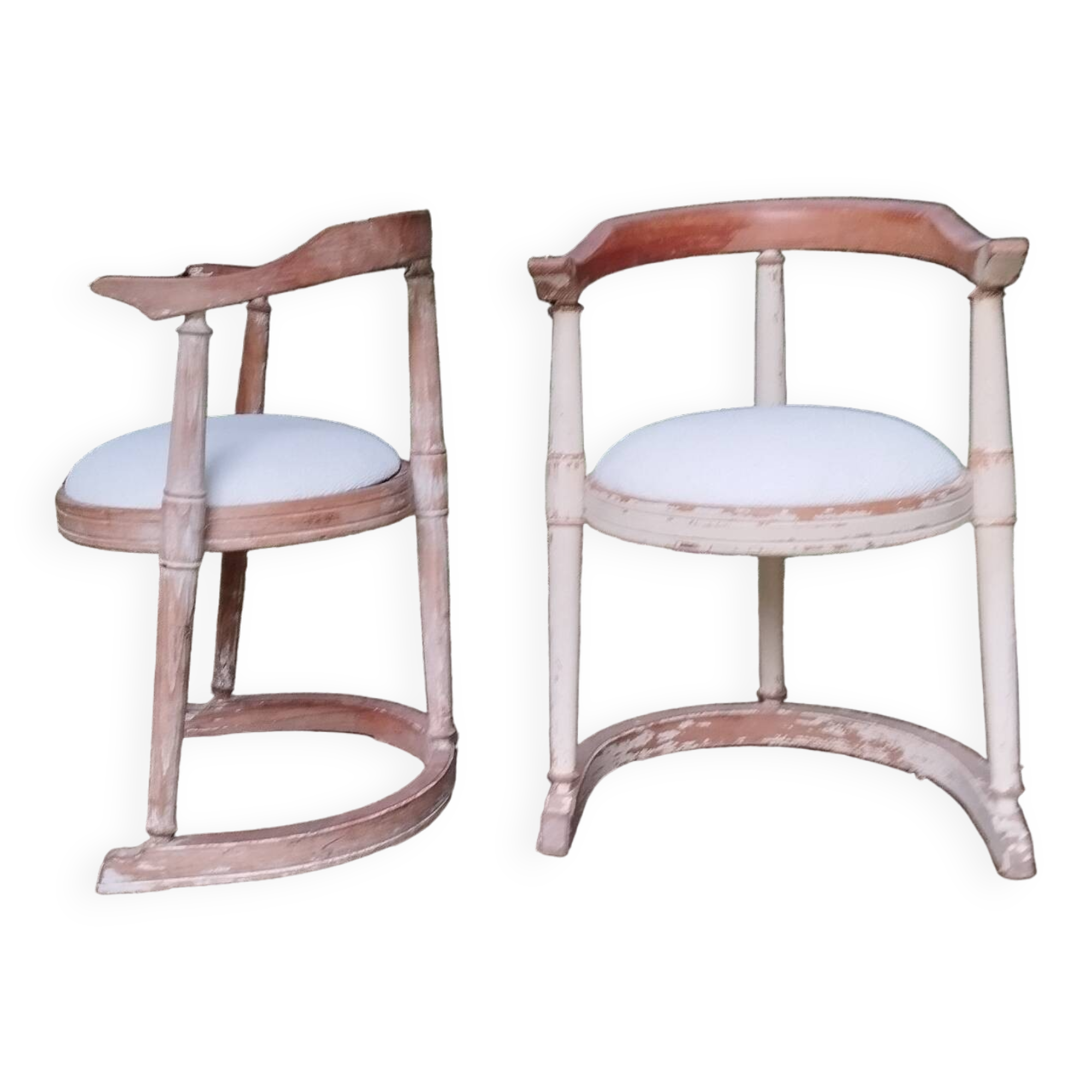 Pair of antique barrel armchairs