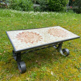 Coffee table mosaic wrought iron 60s