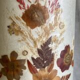 Large vintage 1960-70 chamotte ceramic ball lamp, dried flower lampshade
