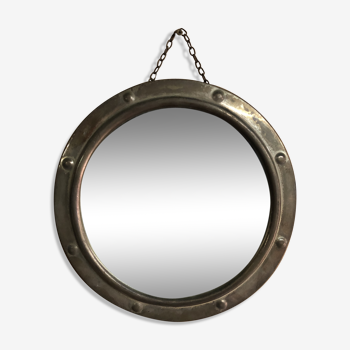 Brass curved witch mirror 37x37cm