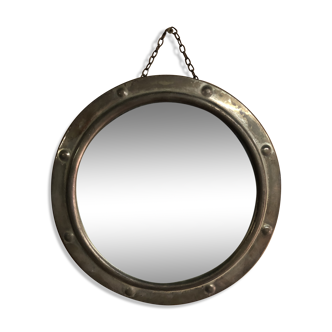 Brass curved witch mirror 37x37cm