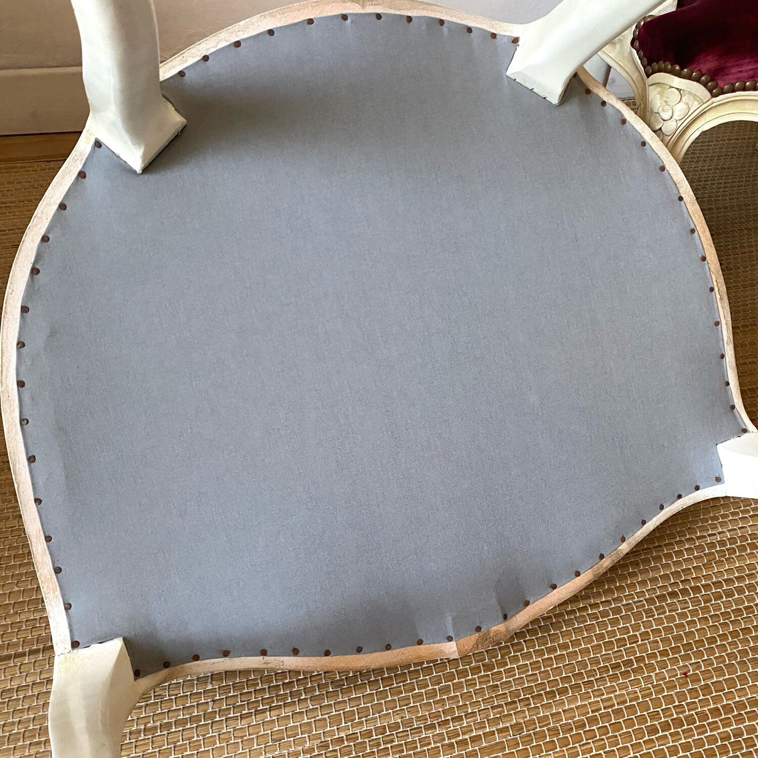 Pair of Louis XV style upholstered velvet armchairs