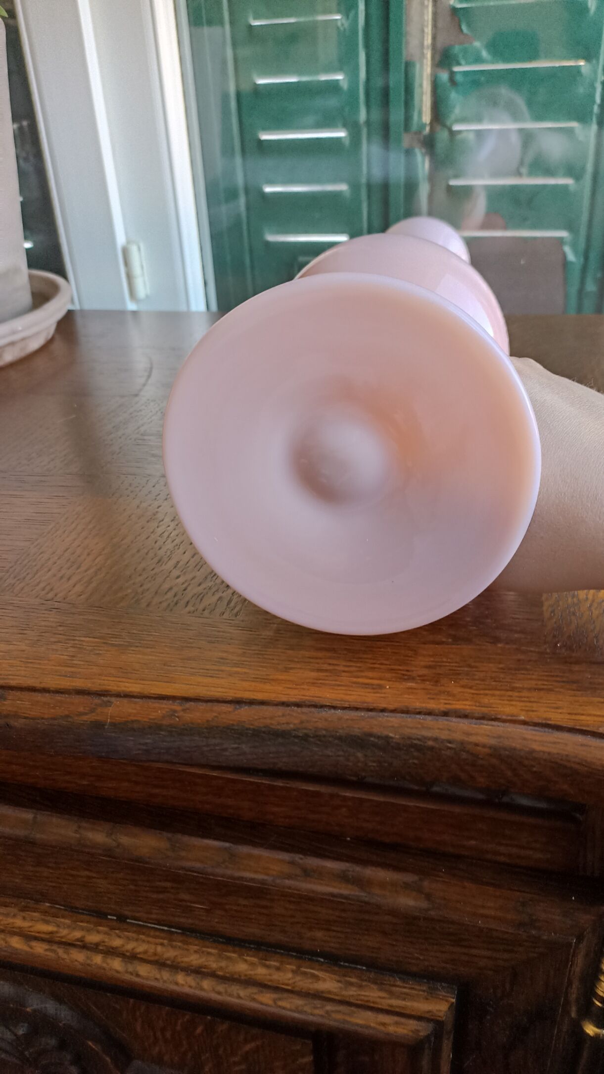 44 cm opaline vase - Pink "nymph's thigh" - 70s