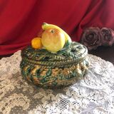 Openwork earthenware candy box with fruit slip