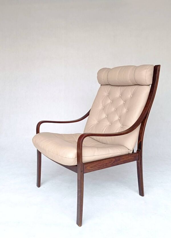 Fauteuil en cuir par Fredrik A. Kayser pour Vatne Møbler, 1960