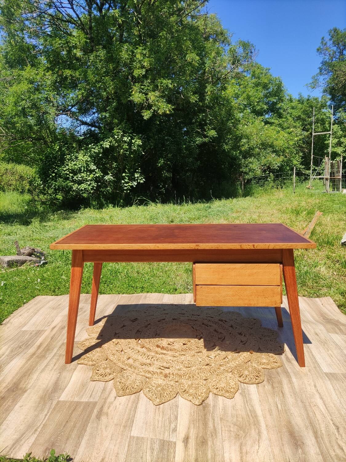 Scandinavian minimalist desk with compass feet