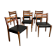 Lot 6 Scandinavian chairs year 60/70 beech and imitation leather