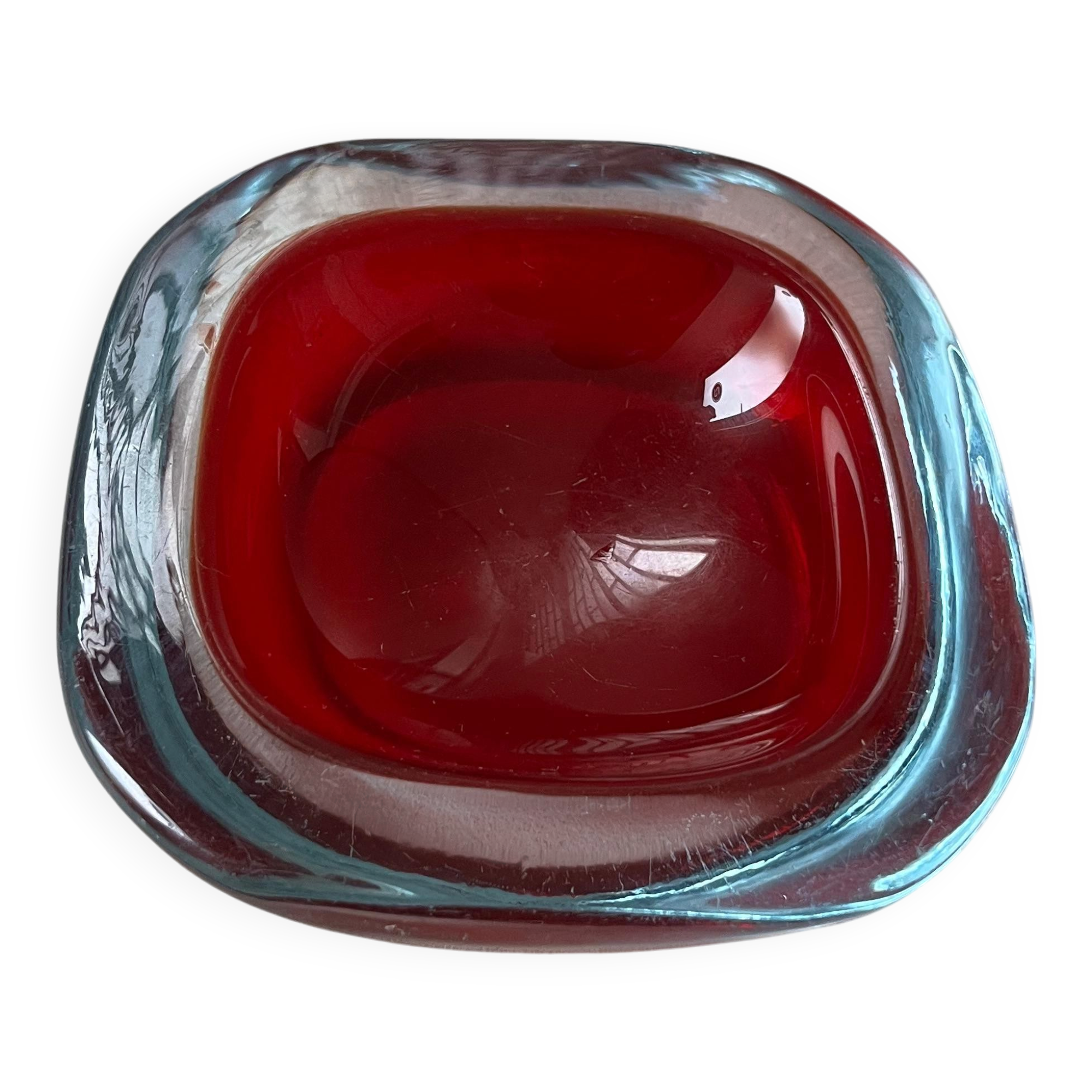Vintage red Murano "Sommerso" Glass for Coffee table , Bookcase accent