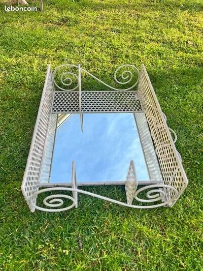 Vintage metal shelf with mirror