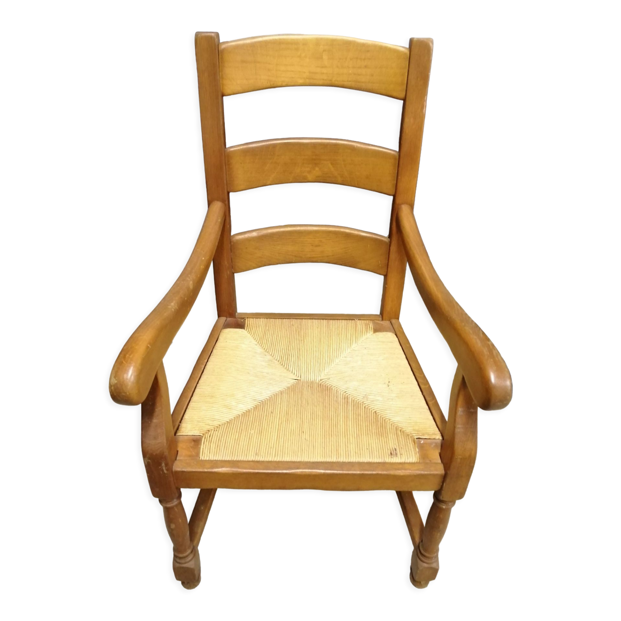 Country armchair in solid oak