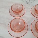 Rosaline cups and saucers by Arcoroc with metal stand