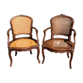 Pair of caned convertible armchairs Louis XV period