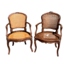 Paire de fauteuils cabriolets cannés Epoque Louis XV